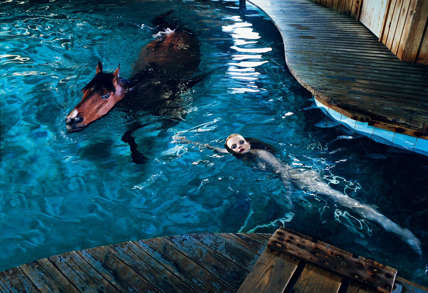 GIRL IN POOL WITH HORSE, 2004